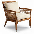 Poltrona in rattan con cuscino beige dimensioni 80 x 70 x 90cm
