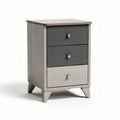 Comodino moderno in legno con tre cassetti grigio e bianco 40 x 30 x 70cm