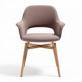 Sedia moderna in tessuto rosa con gambe in legno 45 x 50 x 85cm
