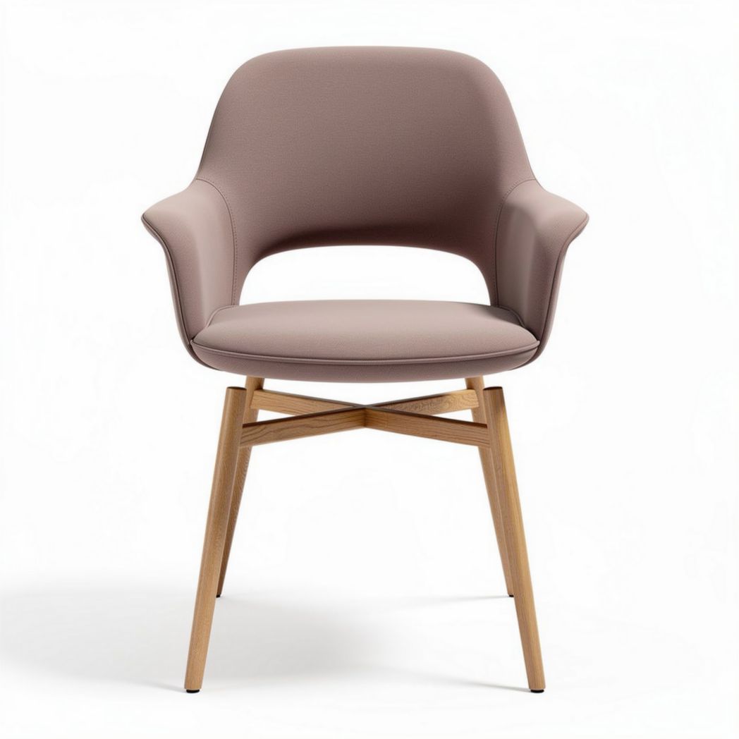 Sedia moderna in tessuto rosa con gambe in legno 45 x 50 x 85cm