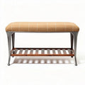 panca in metallo e legno con ripiano inferiore in stile moderno 80 x 40 x 45cm