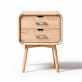 Comò in legno naturale con due cassetti e gambe in legno 40 x 40 x 50cm