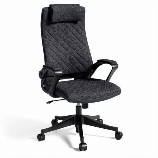 Sedia da ufficio ergonomica in tessuto grigio con schienale alto 70 x 65 x 120cm