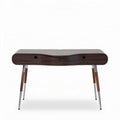 Scrivania moderna in legno scuro con due cassetti e gambe metalliche 120 x 60 x 75cm