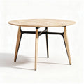 Tavolo rotondo in legno naturale con gambe in metallo nero diametro 75cm