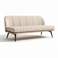 Divano moderno in tessuto beige con struttura in legno 180 x 80 x 75cm