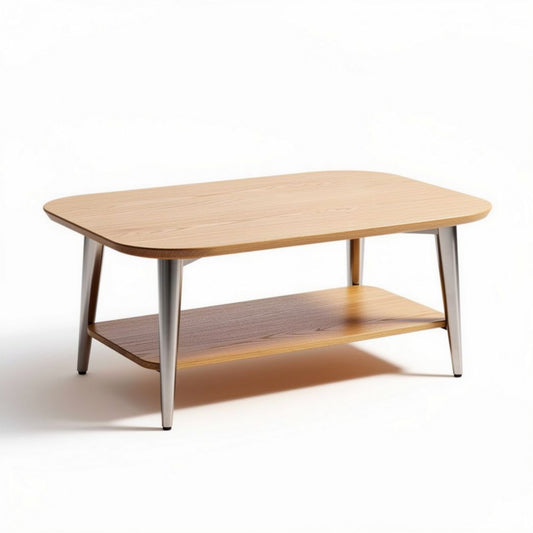 Tavolino da caffè in legno di frassino e metallo 120 x 60 x 45cm