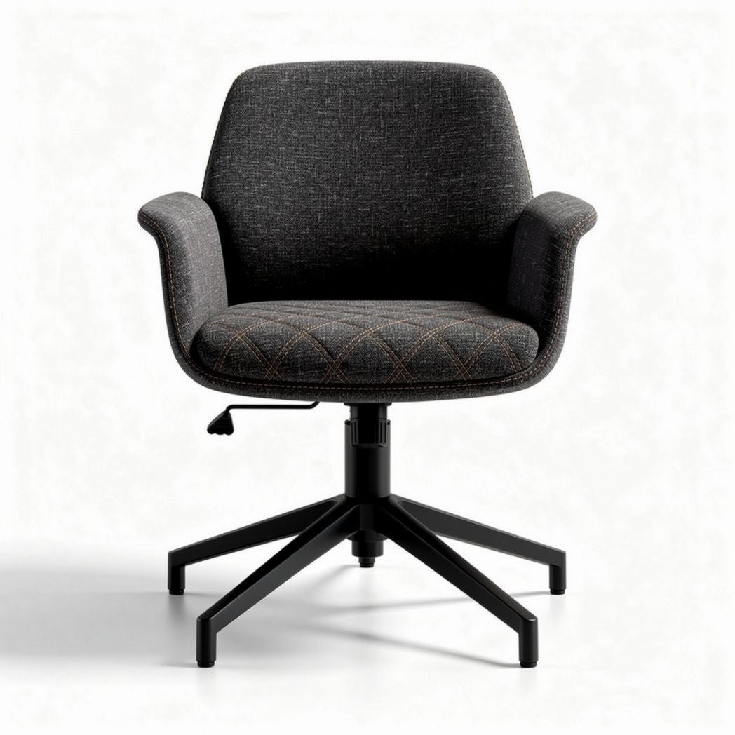 Sedia girevole in tessuto grigio con base nera dimensioni 65 x 65 x 85cm