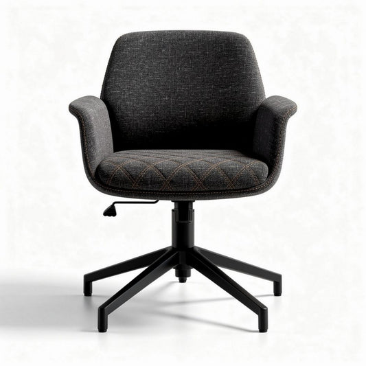Sedia girevole in tessuto grigio con base nera dimensioni 65 x 65 x 85cm